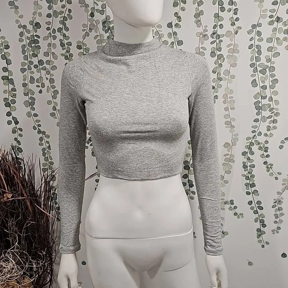 Naked Wardrobe THE NW CROP TOP IN HEATHER GREY Sz M - Picture 3 of 9